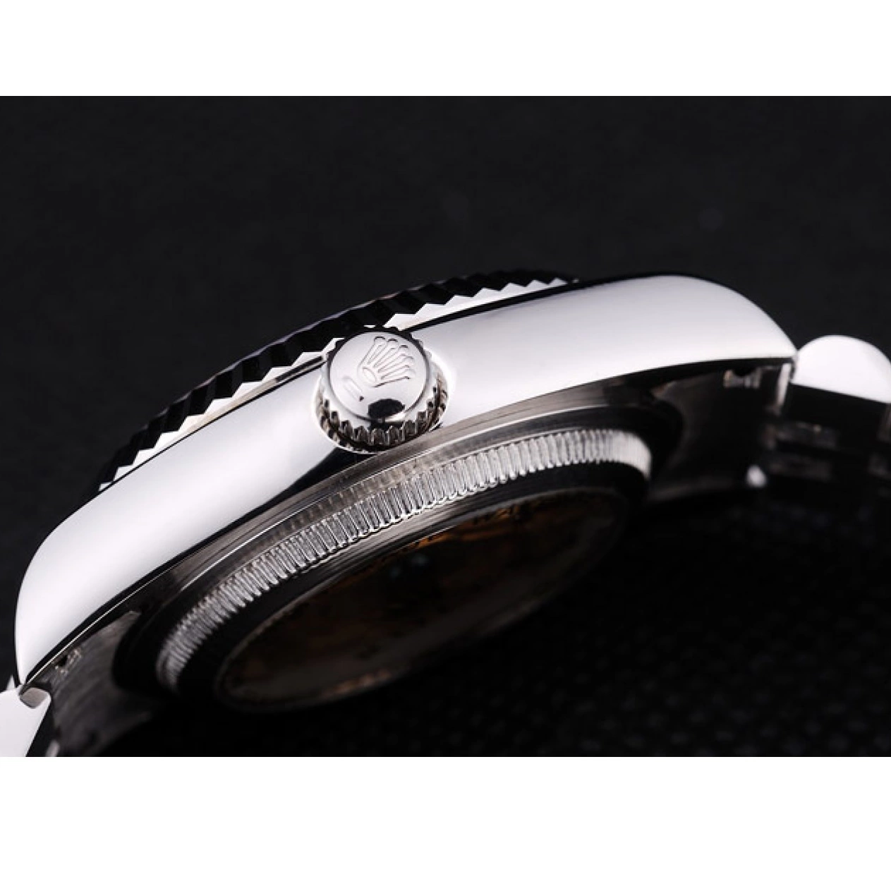 Aaa replica watch Bezel Rolex Dial Datejust Diamonds Black Ribbed 7458 0816